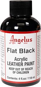 Peinture acrylique Angelus pour cuir, chaussures, baskets, cuir, toile, meubles, et plus - 4 fl oz, noir mat