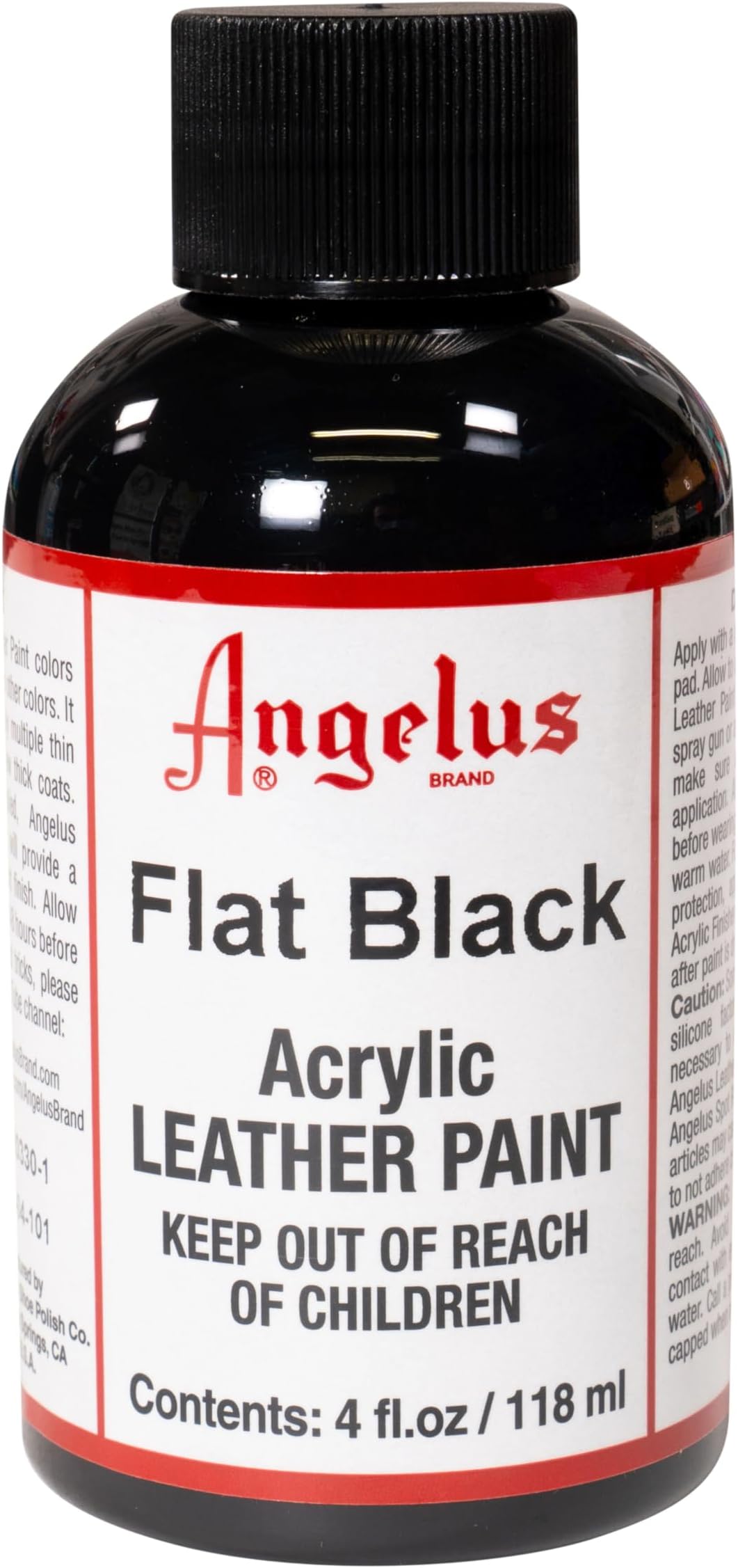 Angelus Acrylic Paint, Flat Black, 4oz