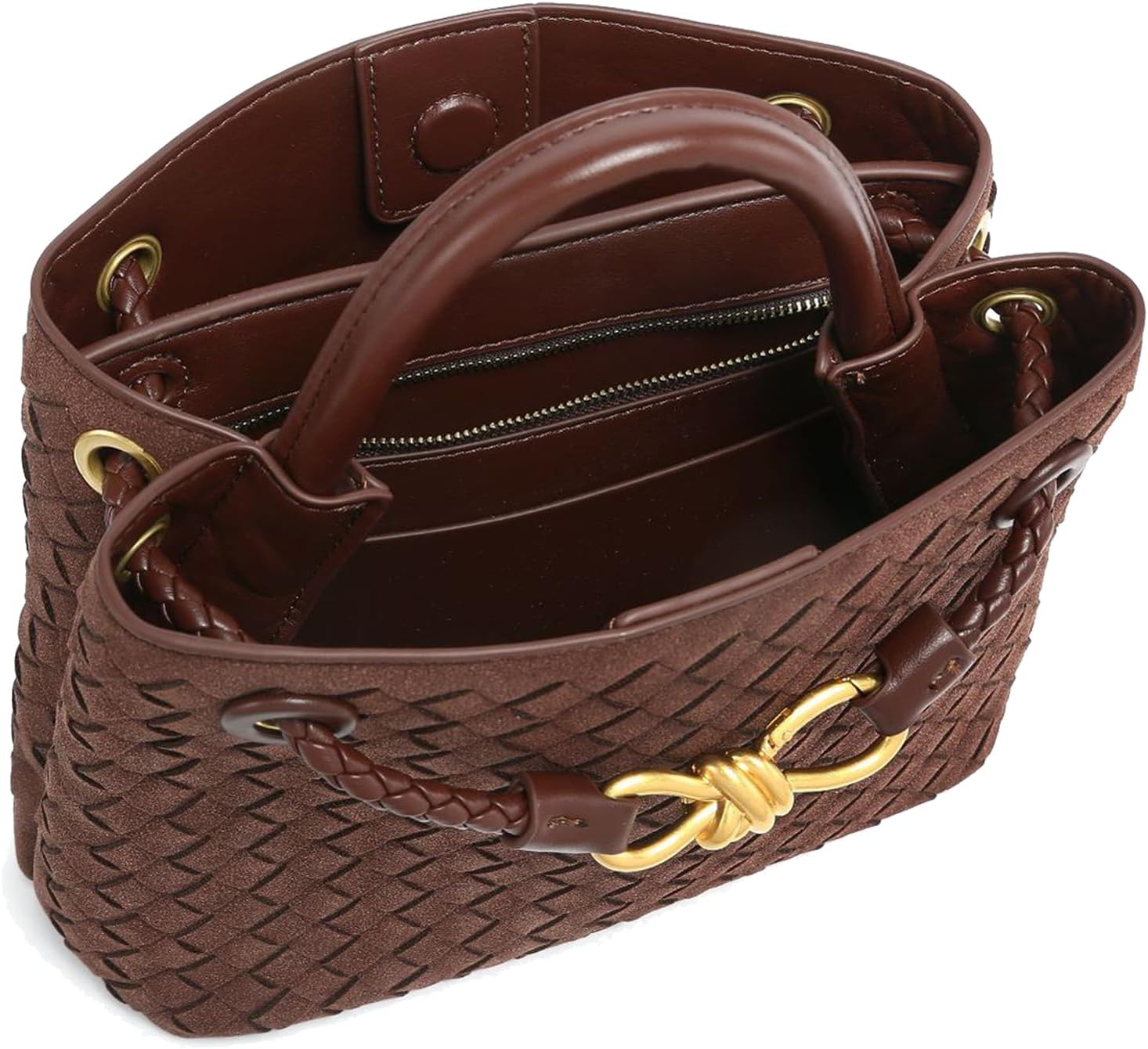 Slouchy Suede Woven Hobo Bags Women Trendy Suede Shoulder Bag Crossbody Satchel Crescent Purse Top Handle Tote Handbag - Image 6