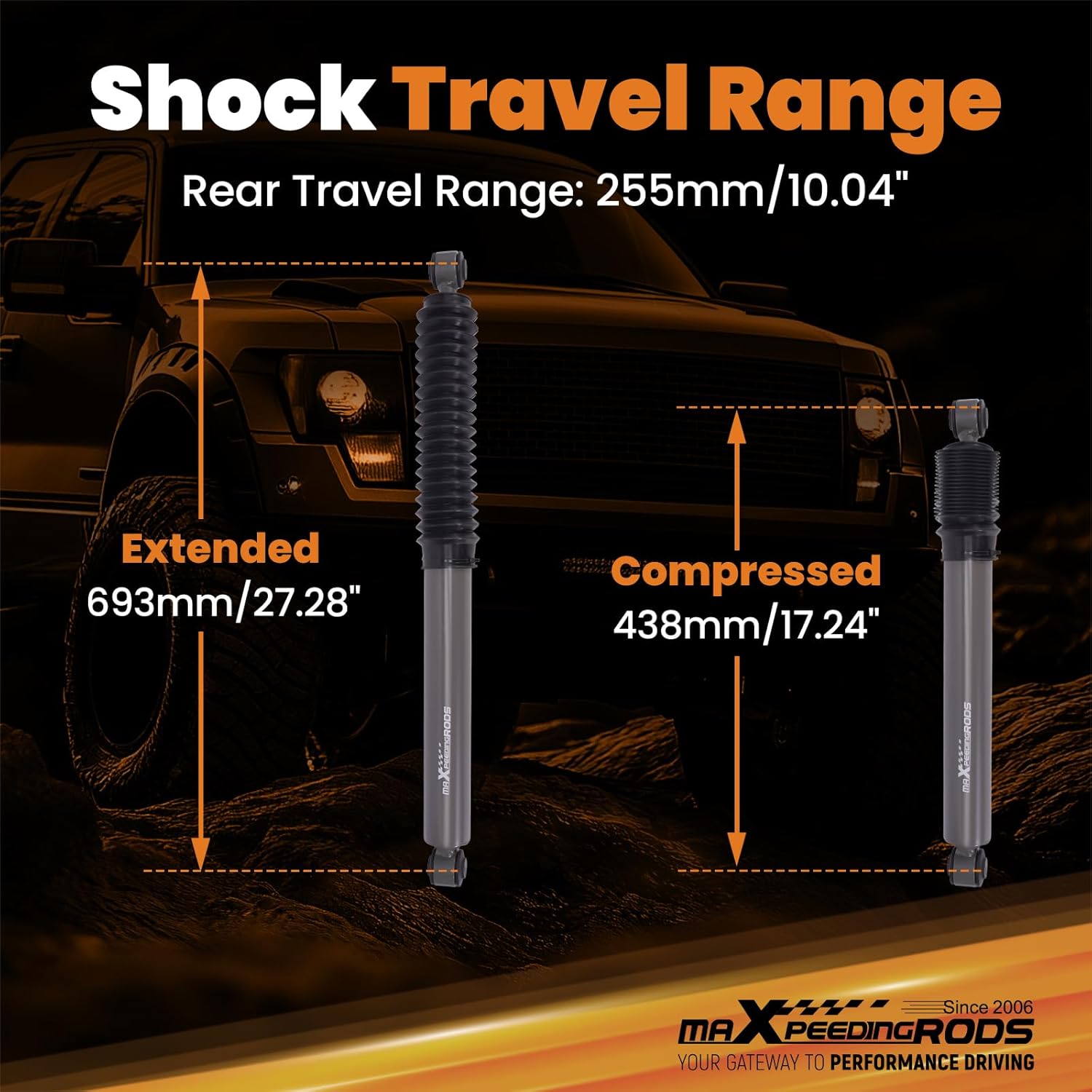 maXpeedingrods 0-4" Rear Shock Absorbers for Chevy Silverado/GMC Sierra 1500 2007-2025, for Silverado 1500 LD/Sierra 1500 Limited 2019, G1 Upgraded