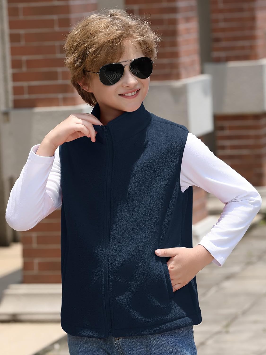 Haloumoning Boys Polar Fleece Vest Kids Full-Zip Lightweight Sleeveless Jacket Fall Winter Warm Outwear 5-14 Years - Image 2