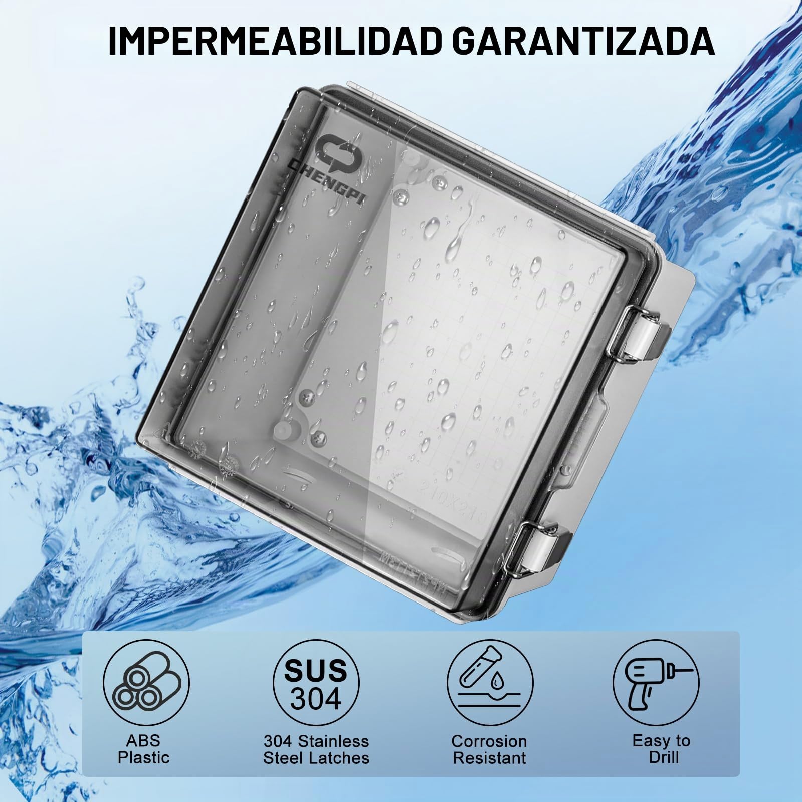 Caja Distribución Eléctrica IP65, Registro ABS, Empalmes, Interruptor De Cableado, Plástico De Bricolaje, 210×210×130MM