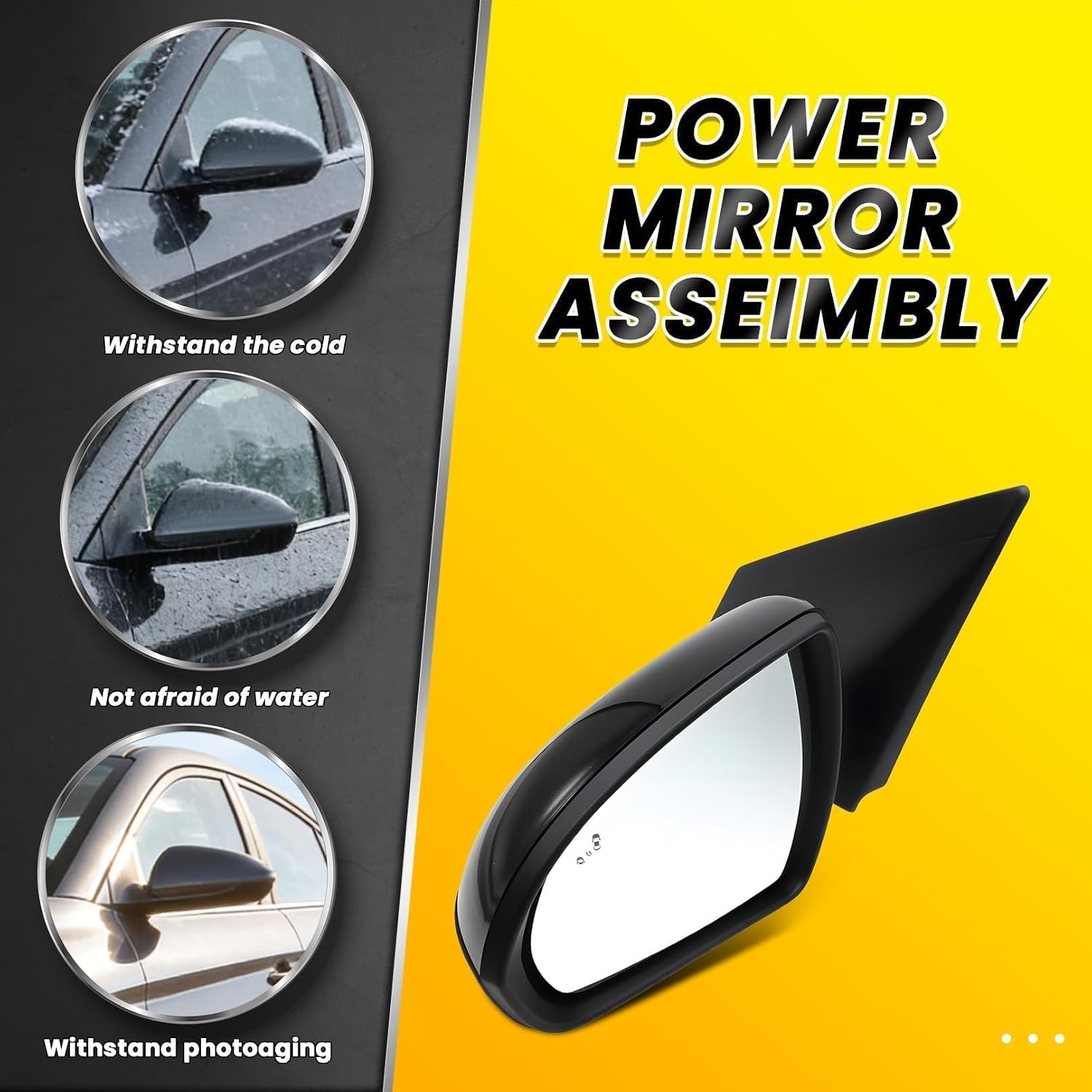 Left Driver Side Mirror Assembly Compatible with Elan-tra 2017-2020 BSM & Heated & Power Adjustment Glass and Manual Folding 87610F3020 HY1320226 Gloss Black (7 Pins) (Left)