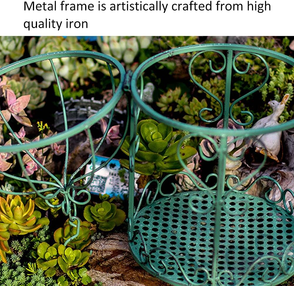 WAYUTO Iron Hanging Birdcage Planter with Hooks and Chains Metal Flower Pot Vintage Plant Stand Wire Basket Display Holder Wrought Shelf for Plant Flower Garden Patio Balcony Household Decor Small