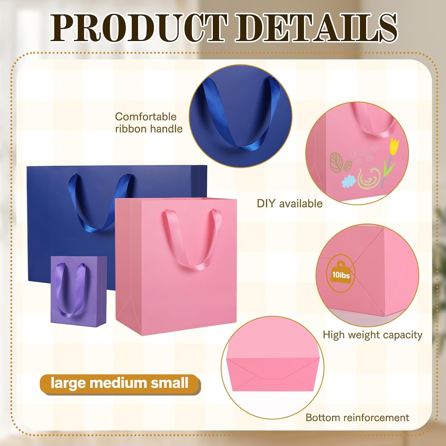 Epoesch 6 Pack Colorful Gift Bags with Handles and 12 Tissue Papers image 3