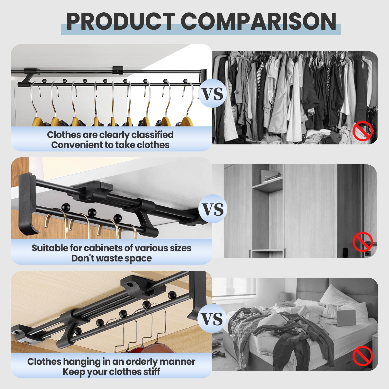 2 PièCes Tringle de Penderie Extensible 40 CM,Tringle Vetement Extensible RéGlable Longueur 40-71.5 CM,Tringle Coulissante Penderie,pour Les Armoires et Les Zones de Rangement