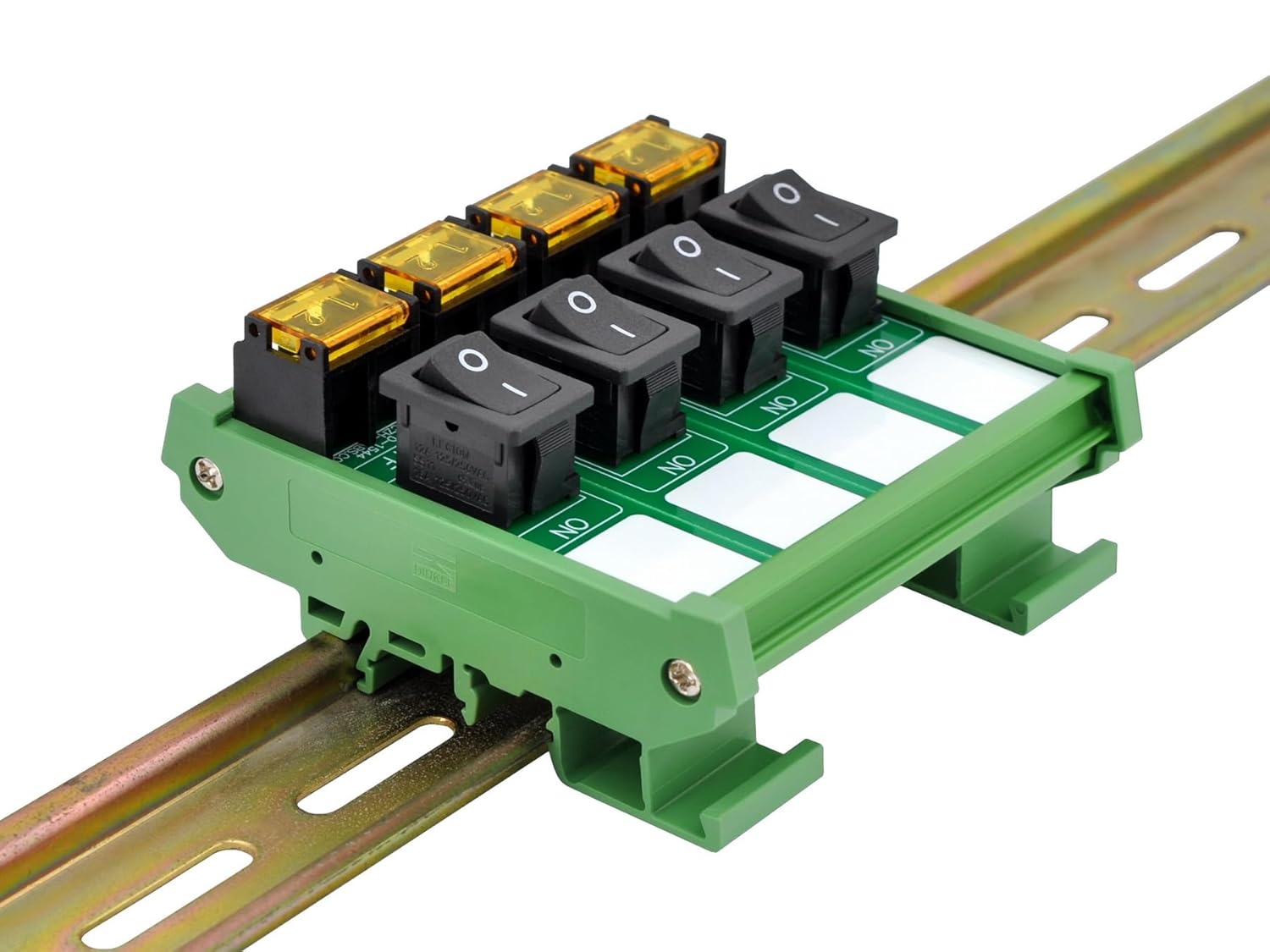 DIN Rail Mount Rocker Switch Module, 10Amp 250VAC/50VDC (4 Channel)