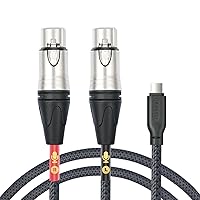 Vista 13 de Cable de micrófono XLR hembra de 3.3 pies a USB C, USB C a XLR para micrófono dinámico iPhone 15, iPad, portátil, tableta
