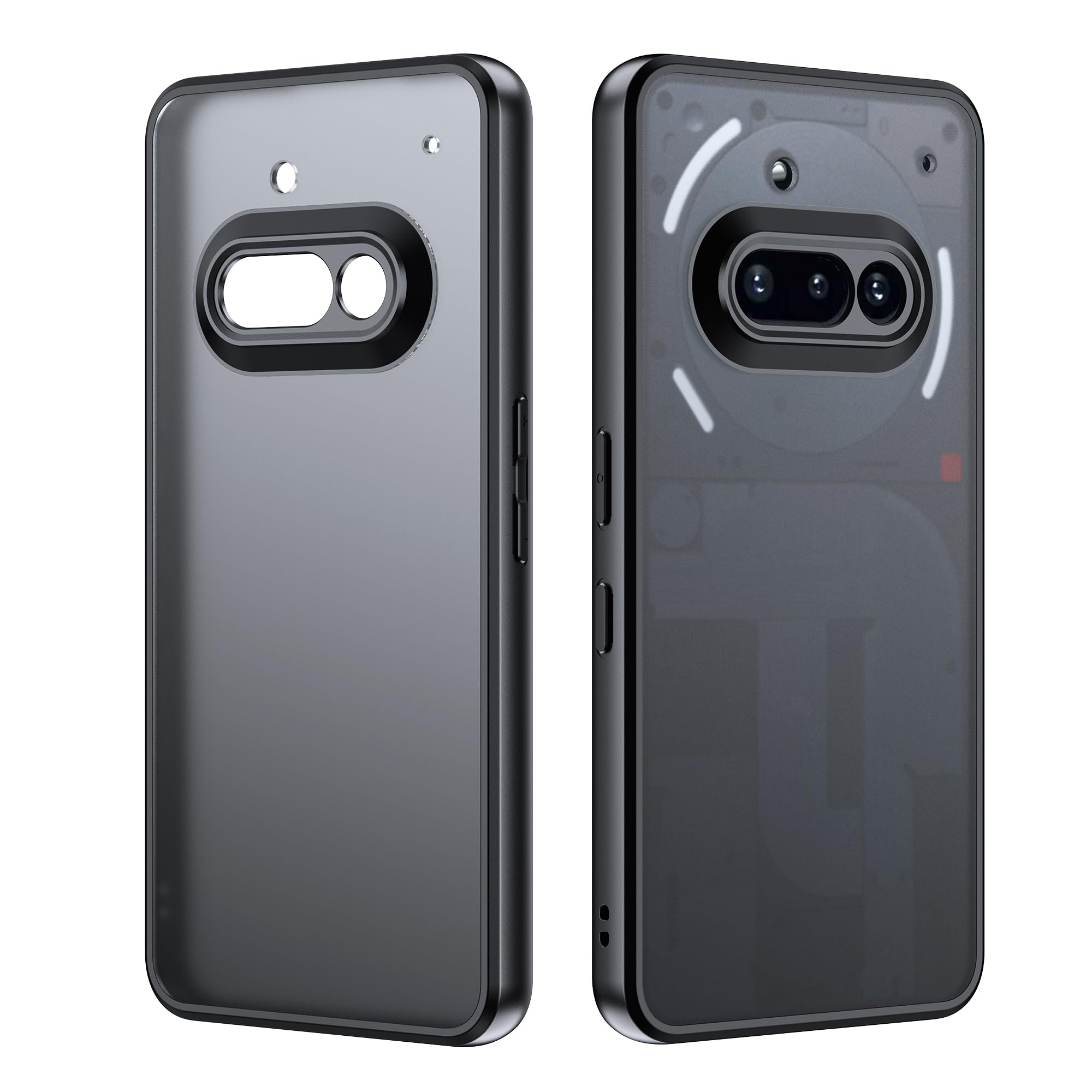 zZjoOoj Matt Hülle für Nothing Phone 3a, Transluzente Matt Rückseite Stoßfeste Handyhülle,Matt Schwarz