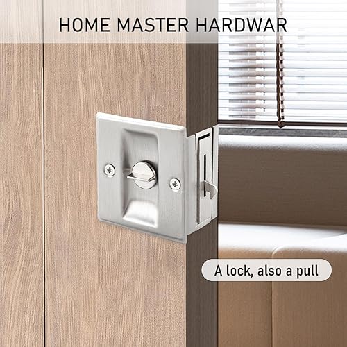 Miniatura 6 de HOME MASTER HARDWARE Cerradura de puerta de bolsillo de privacidad con tirador, reemplazo de cerraduras de puerta corredera antiguascerradura de