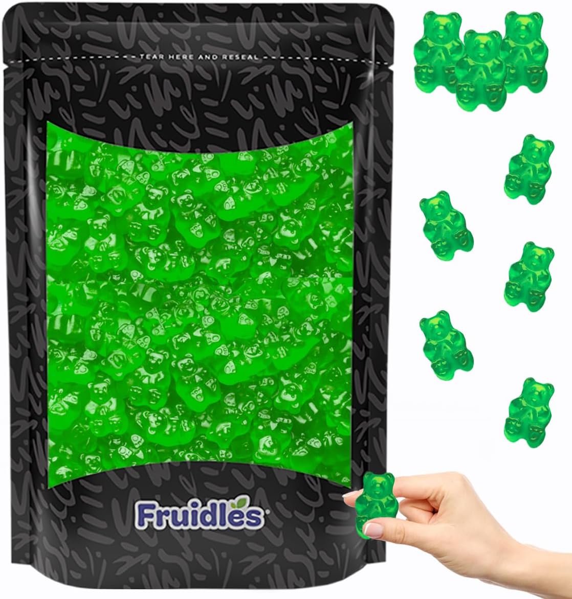 Fruidles Fall Green Apple Crisp Gummi Bears Candy, Fruit Flavors Gummies, Allergy Friendly, Non-GMO, No Artificial Sweeteners Gummy (Half-Pound)
