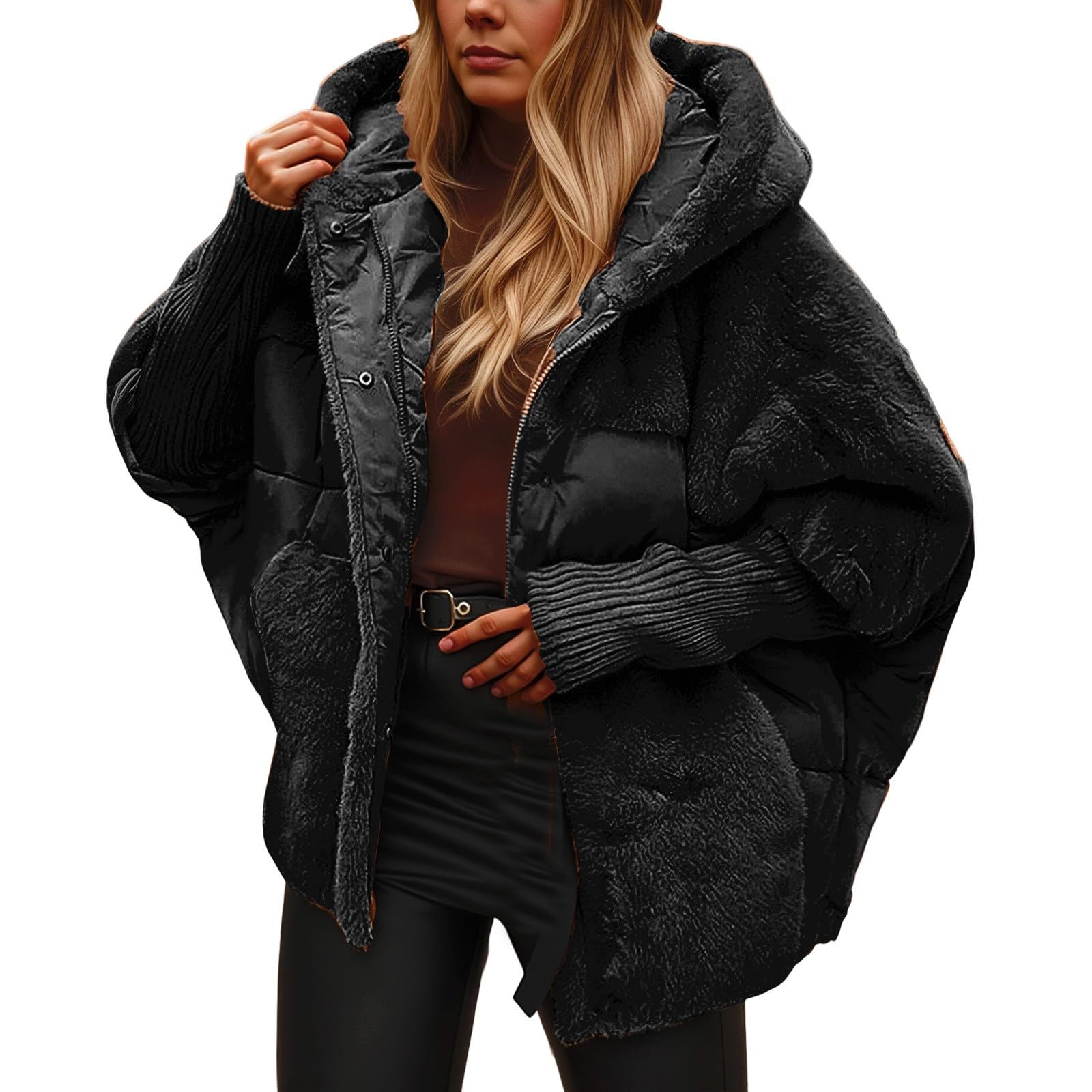 Doudoune avec capuche femme coupe longue et doublure chaude polaire - 6