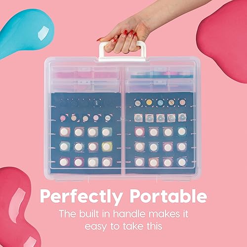 Miniatura 7 de IRIS Caja de cosméticos y pasatiempos de Estados Unidos con 4 fundas interiores y asa, paquete de 2, organizador de esmalte de uñas con capacidad