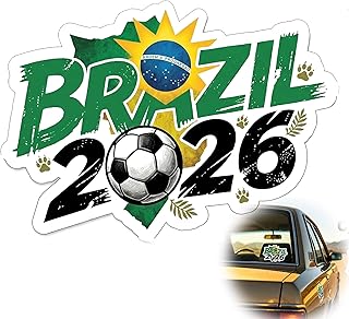 Brazil World Cup Car Decal 2026, Vinyl Waterproof Soccer Stickers, for Car, Window, Laptops (Brazil)