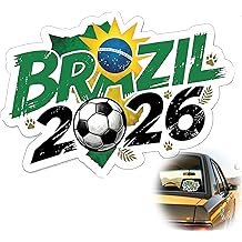 Brazil World Cup Car Decal 2026, Vinyl Waterproof Soccer Stickers, for Car, Window, Laptops (Brazil)