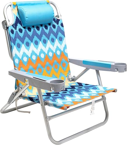 SUNNYFEEL Silla de playa baja extra ancha de 28 pulgadas, 5 posiciones planas, sillas de camping plegables portátiles de gran tamaño XL con soporte