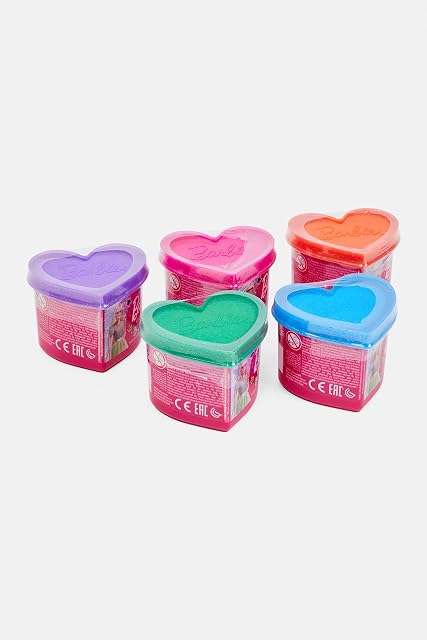 Foto 6 de 6 de Liscianigiochi, Barbie Glitter Dough Kit Casa, 5 Botes en forma de corazón, Plastilina con purpurina