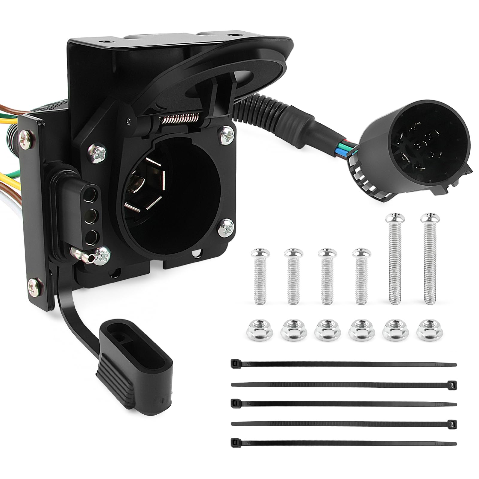 Zhushan 7-Way Blade &amp; 4-Way Flat Trailer Wiring Adapter