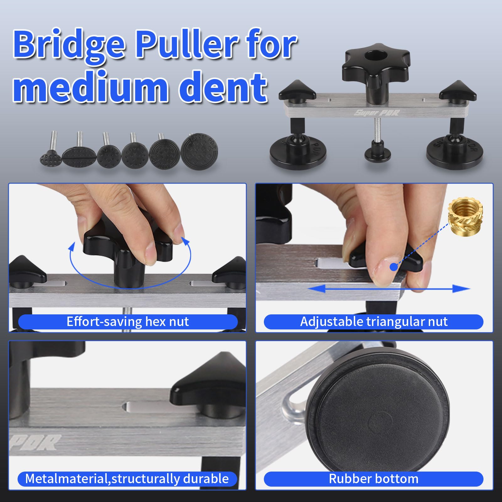 Super PDR Paintless Dent Removal Kit for Car,Body Repair Tools Dent Removal Tools, Hail Damage Repair Tools Dent Puller kit Auto Body Dent Remove Repairs 95% of Car Dents