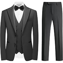 Mens Tuxedo Suit 3 Piece Formal Blazer Pants Set Business