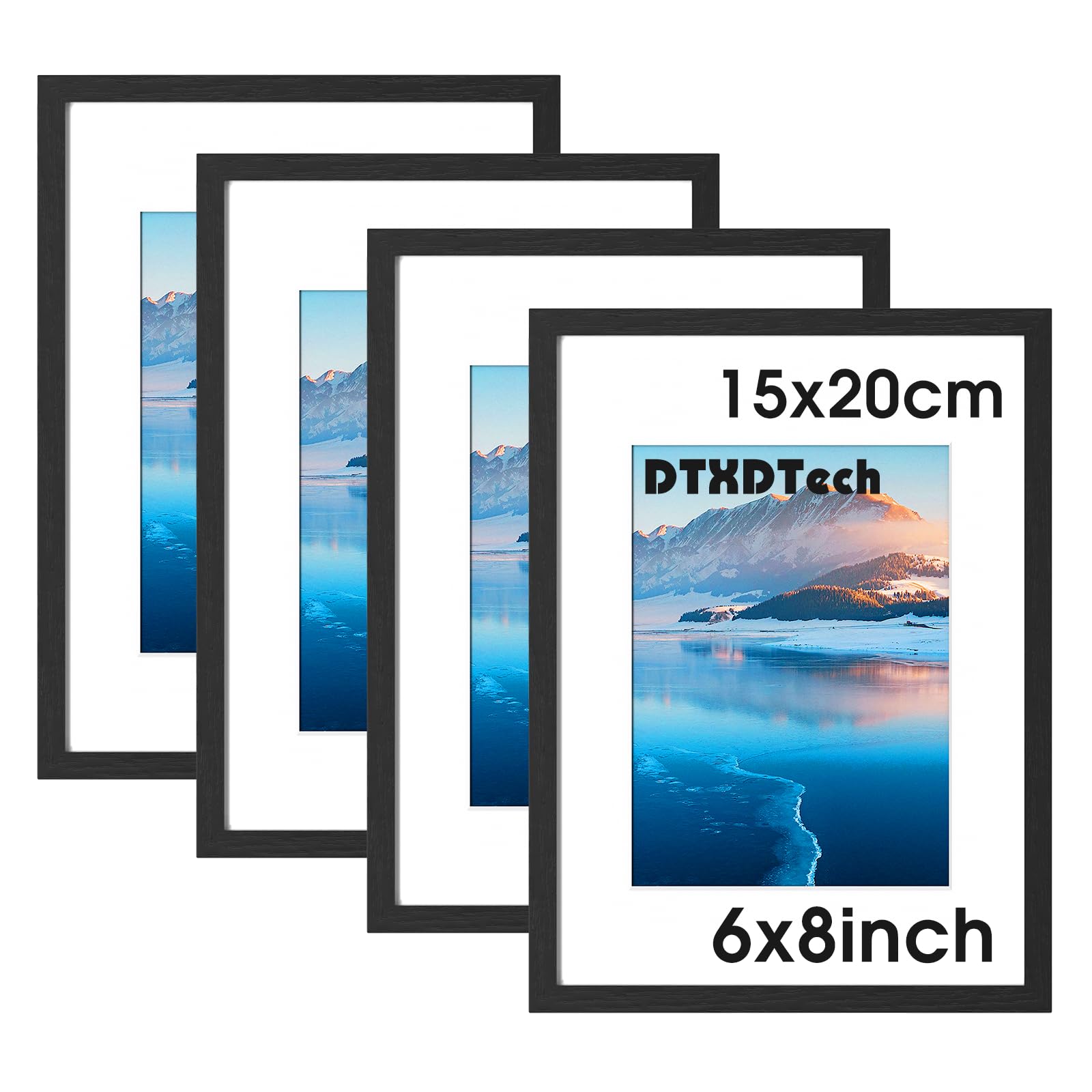 DTXDTech 15x20 cm Black Wooden Frame, 6x8 inch Picture Frame with Plexiglass, Wall-Mounted & Tabletop Photo Frame, Perfect for Home Decor & Gifting, 4 Pack