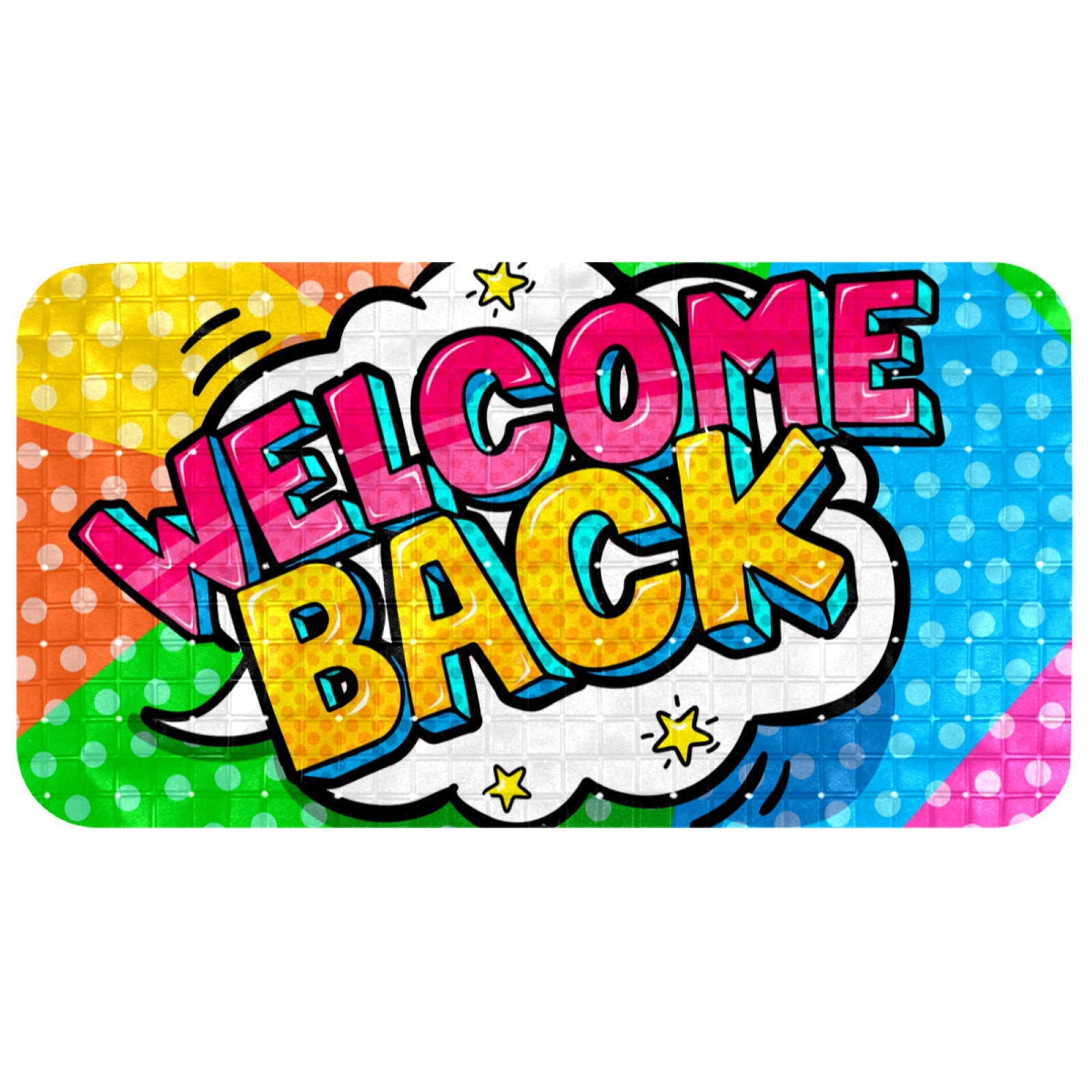 Tapis de bain antidérapant Bennigiry 37x68 cm imprimé Welcome Back coloré