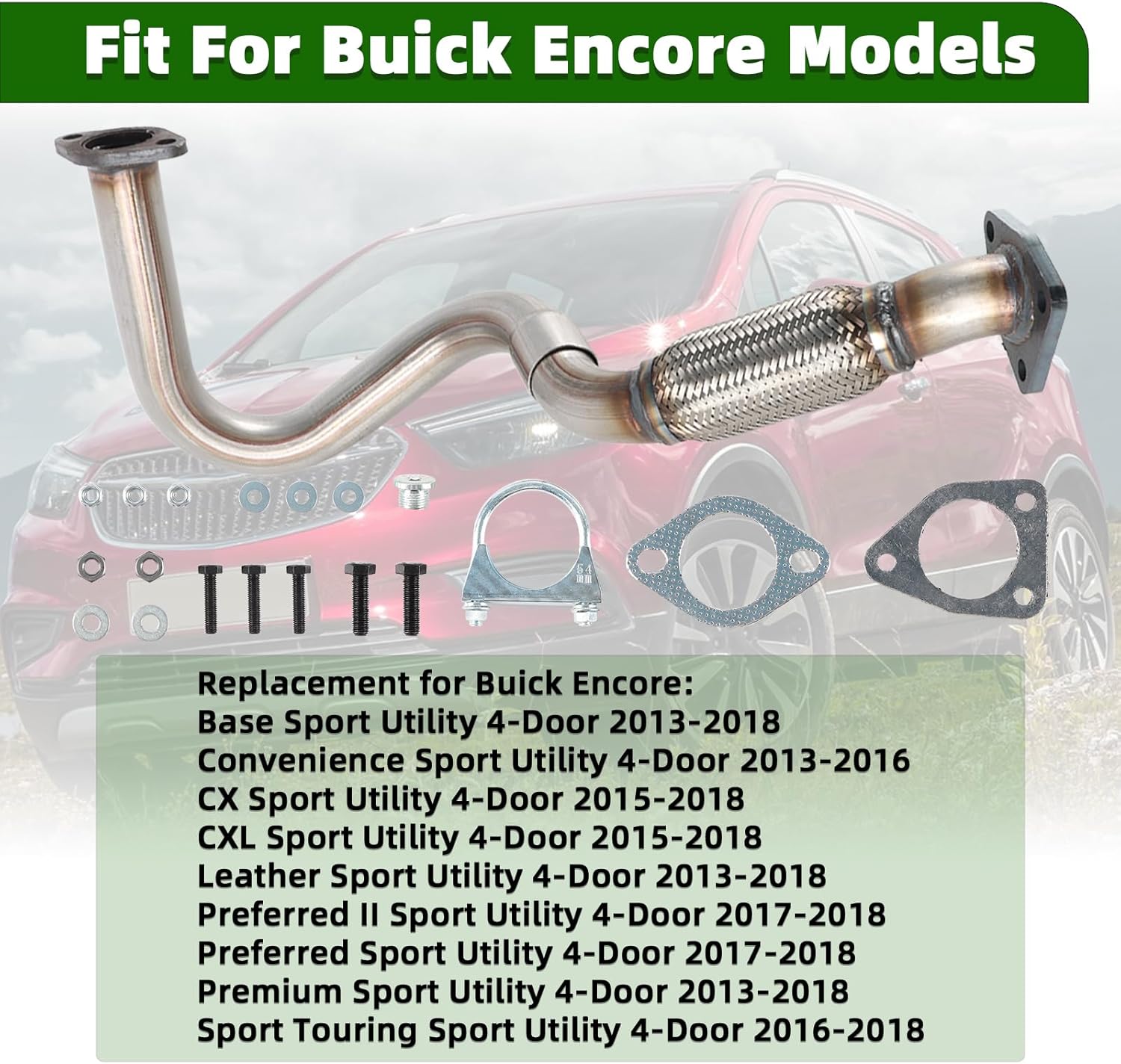 Front Flex Pipe Replacement for Buick Encore 2013-2018 Chevy Trax 2015-2019 Sport Utility 1.4L l4 52572