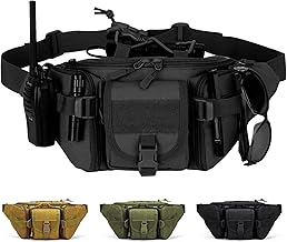 Taeku Tactical Waist Bag, Waterproof Sports Molle Waist Pack for Outdoor Hiking Hunting Trekking, Black, Tactical
