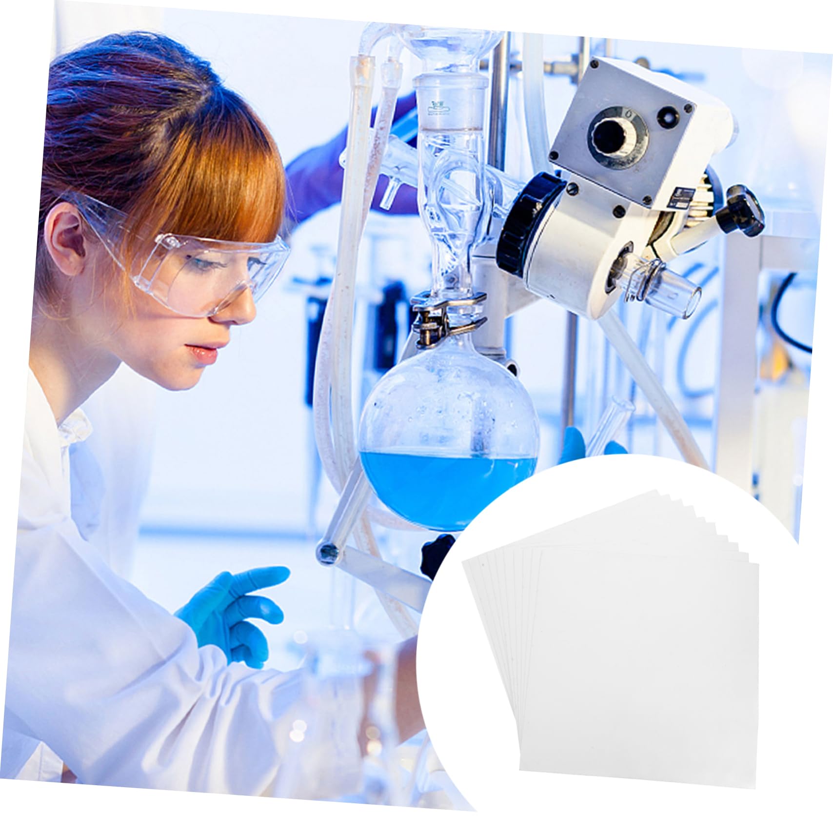 Papel de Filtro Cualitativo Grande 30x30cm, 10 Hojas | Blanco, Papel, Absorción Rápida de Agua y Separación de Impurezas y Aceites, Uso en Laboratorio y Hogar