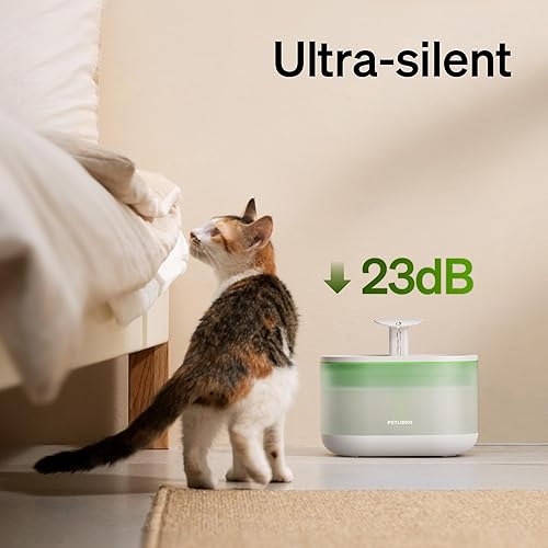 Miniatura 5 de Fuente de agua de 71floz2.1L para gatos y perros, ultra silenciosa, sin BPA, dos modos de caudal y nivel de agua visible, cuenco de agua con 4