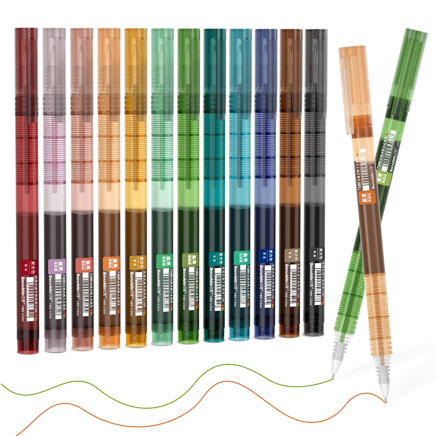 Shuttle Art Liquid Ink Rollerball Pens 12 Vintage Colors Quick Drying 0 5mm Extra Fine Point Long Lasting