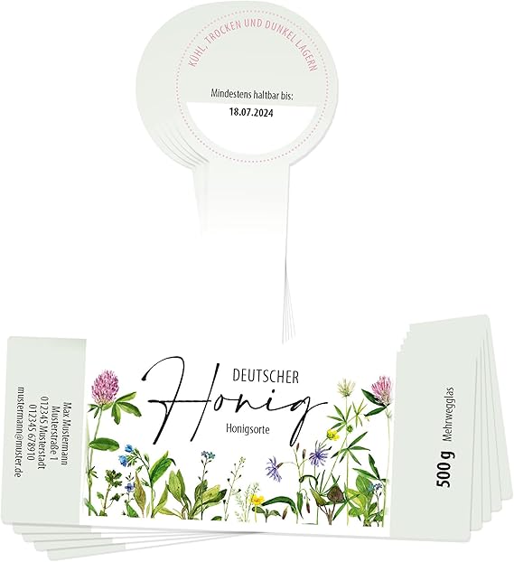 Apoidea Honigetiketten – 100 Stück Nassklebend Zum Stempeln Oder Beschriften