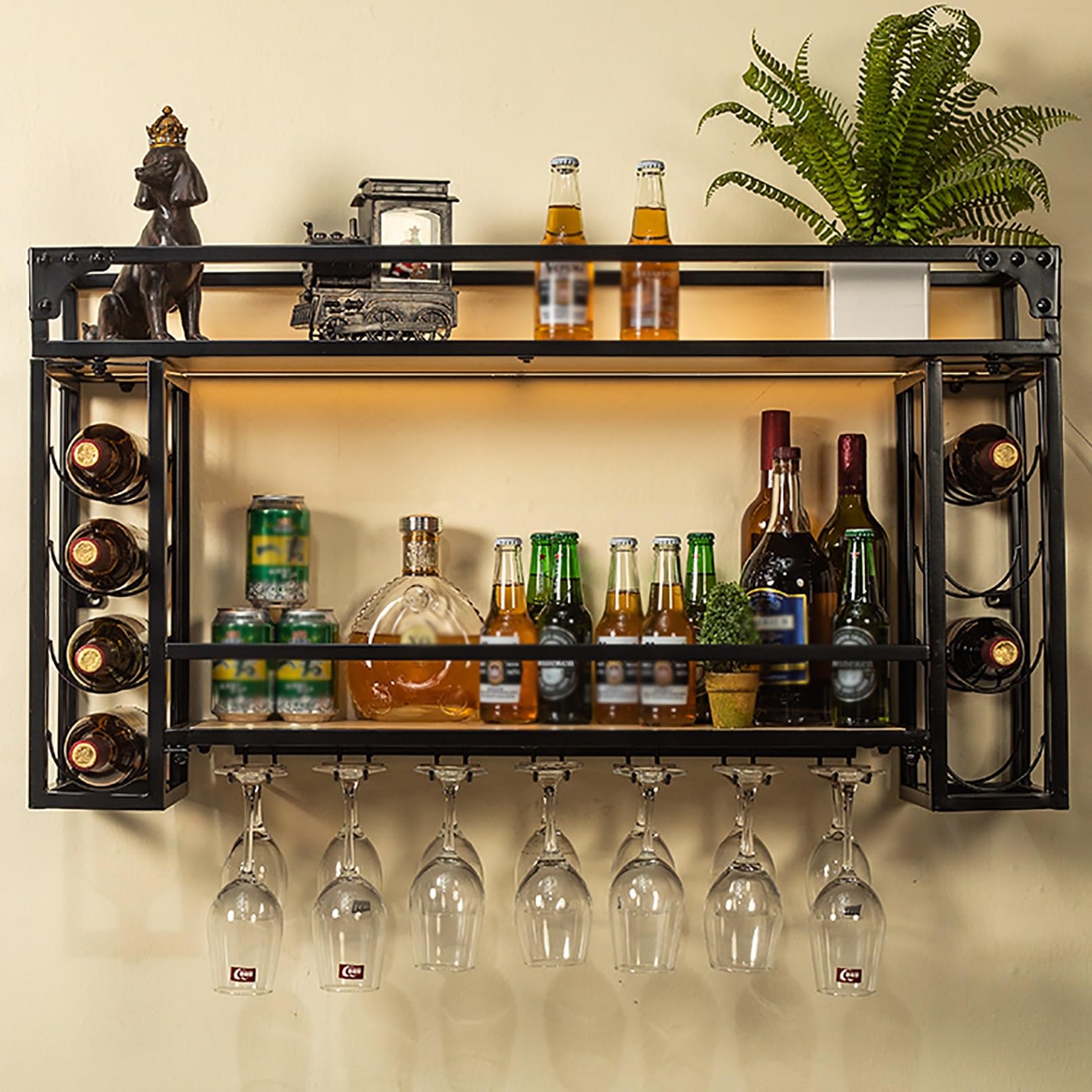 Gold Wine Glass Rack - Ceiling Mounted Wine Glass Hanging Rack, Height Adjustable Hanging Wine Rack Cabinet, Hanging Wine Glass Holder for Bar Cafe Kitchen (Size : 100 * 25 * 21cm)