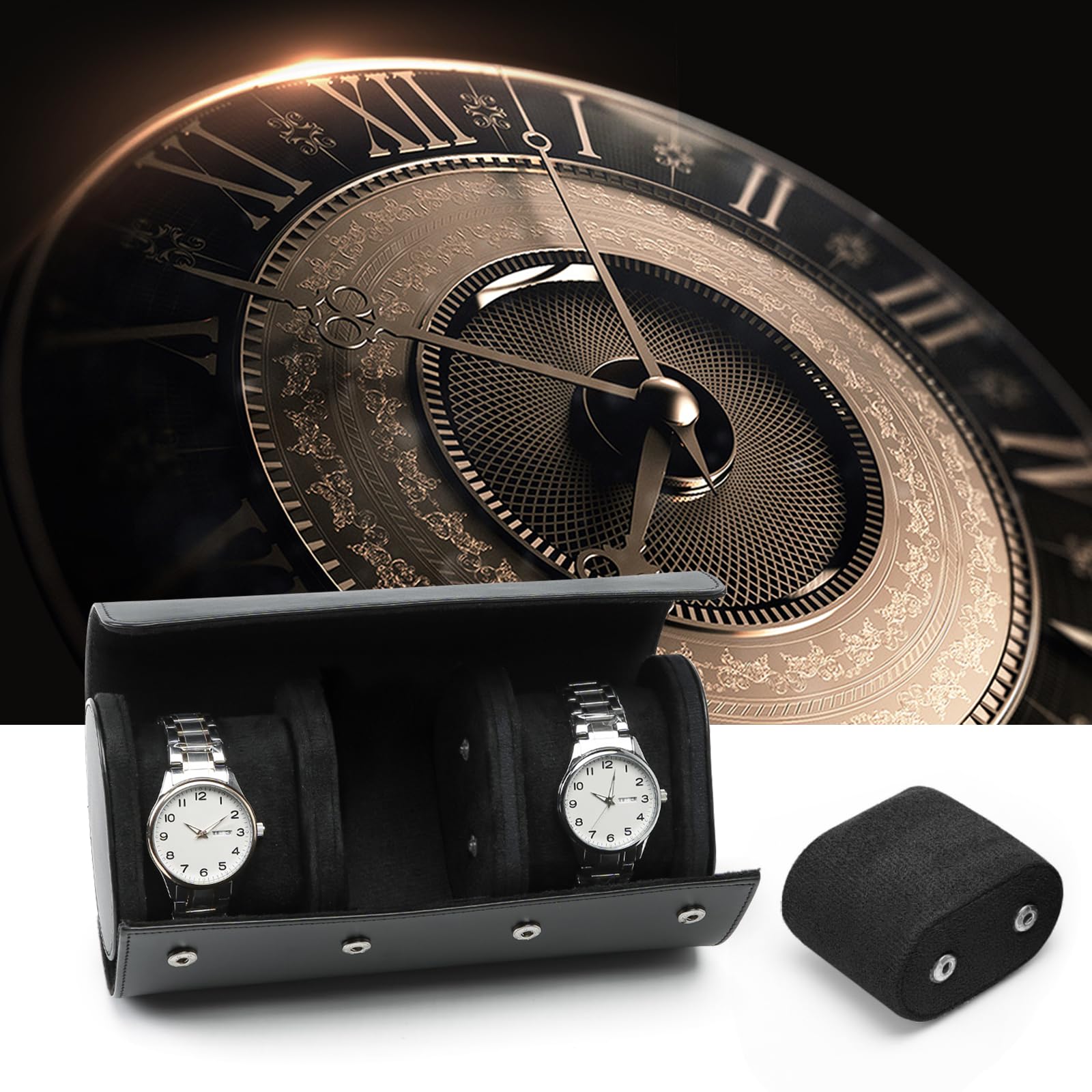 Estuche de Viaje para 3 Relojes, Caja Rollo de Piel Sintética, Almacenamiento Portátil, Vitrina de Pulsera para Navidad, Aniversario, Cumpleaños