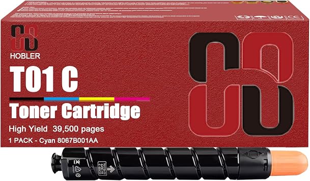 T01 Toner Cartridges Compatible for Canon T01K T01C T01M T01Y Toner Cartridge Work for Canon ImagePRESS C60 C65 C600 C650 C700 C750 C800 C850 Printers 1 Cyan Pack