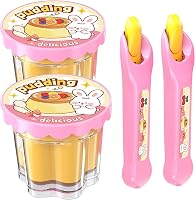 ZOENMG Pudding Feeding Toy for Dolls (2 Pack) - Interactive Retractable Spoon Doll Food, Pretend Play for Toddlers 3-8, Easter Basket Stuffers