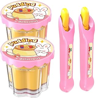 ZOENMG Pudding Feeding Toy for Dolls (2 Pack) - Interactive Retractable Spoon Doll Food, Pretend Play for Toddlers 3-8, Easter Basket Stuffers