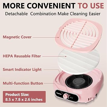 Nail Dust Collector Brushless Nail Vacuum, Nail Tech with Reusable Filter | Powerful Turbo Fan with Reusable Filter for Nail Dust Extraction, Ideal for Salon and Home Acrylic Nail Care