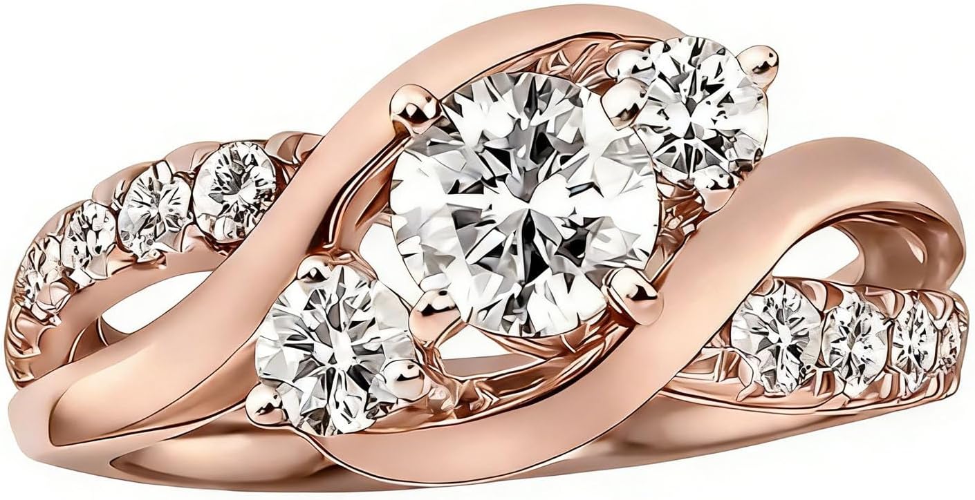 1.1 ct Three Stone Engagement Rings for Women 925 Sterling Silver Twisting Moissanite Rings Promise Moissanite Ring Love Gifts for Her