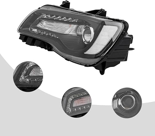 Miniatura 4 de CNCEST Front Left Side Halogen Headlight, Black Housing Clear Lens LH Headlamp wLED Easy to Install For 2015-2017 Ch-rys-lerr 300