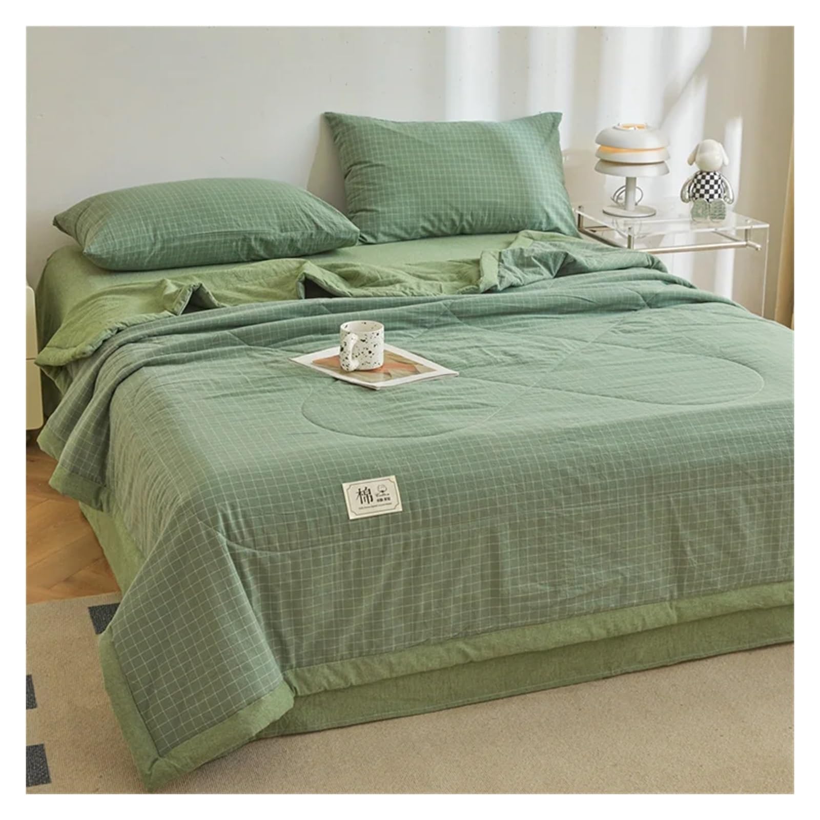 IUVYTA Summer Duvet Cotton Summer Quilt Lightweight Breathable Bedding Minimalist Plaid Thin Comforter Air Conditioning(12,150x200cm(59x79inch))