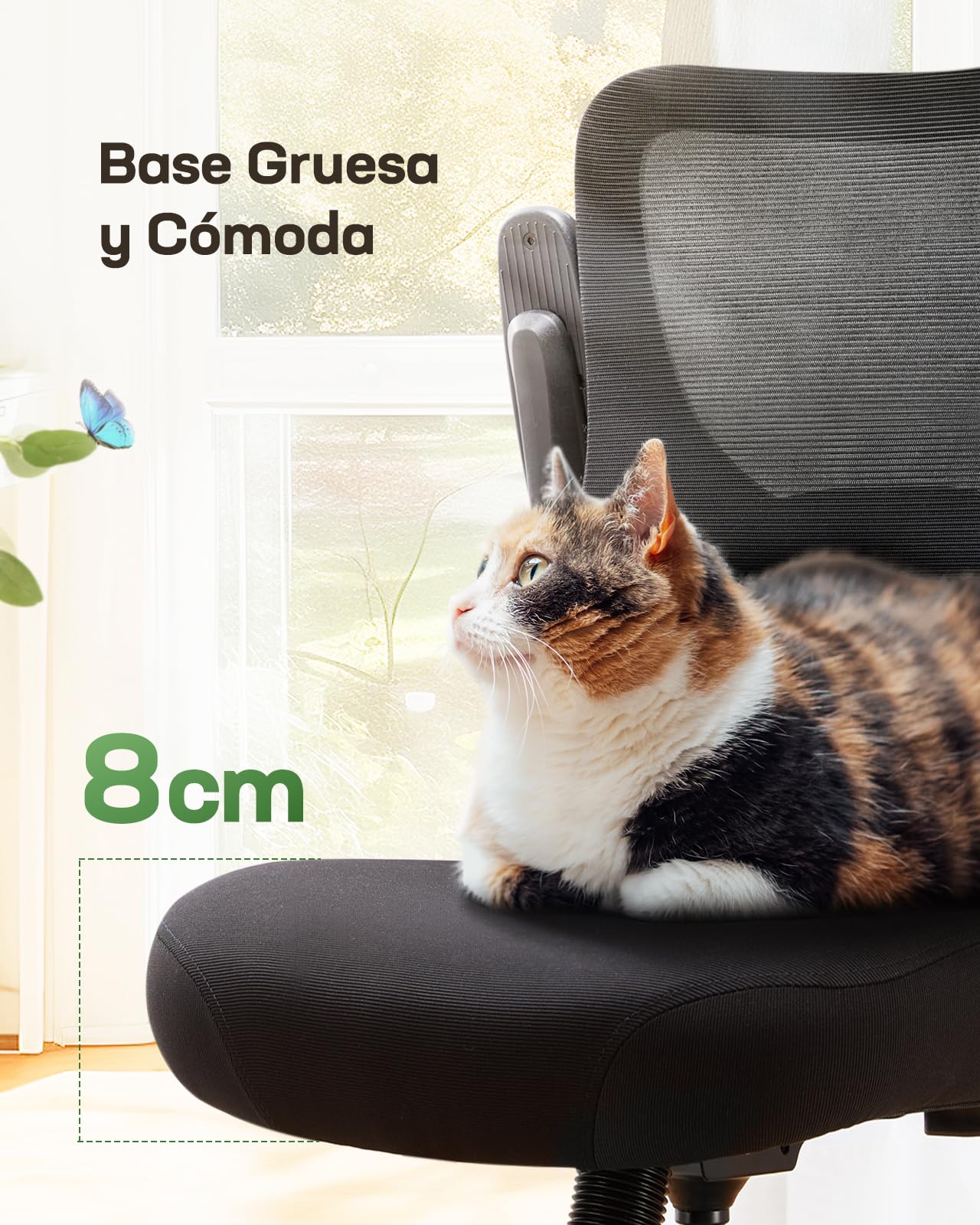 Marsail Silla Escritorio Ergonomica: Silla Oficina de Computadora con Respaldo Alto de Malla y Soporte Lumbar Ajustable Silla Giratoria para Tareas Trabajo con Ruedas, Reposabrazos 3D