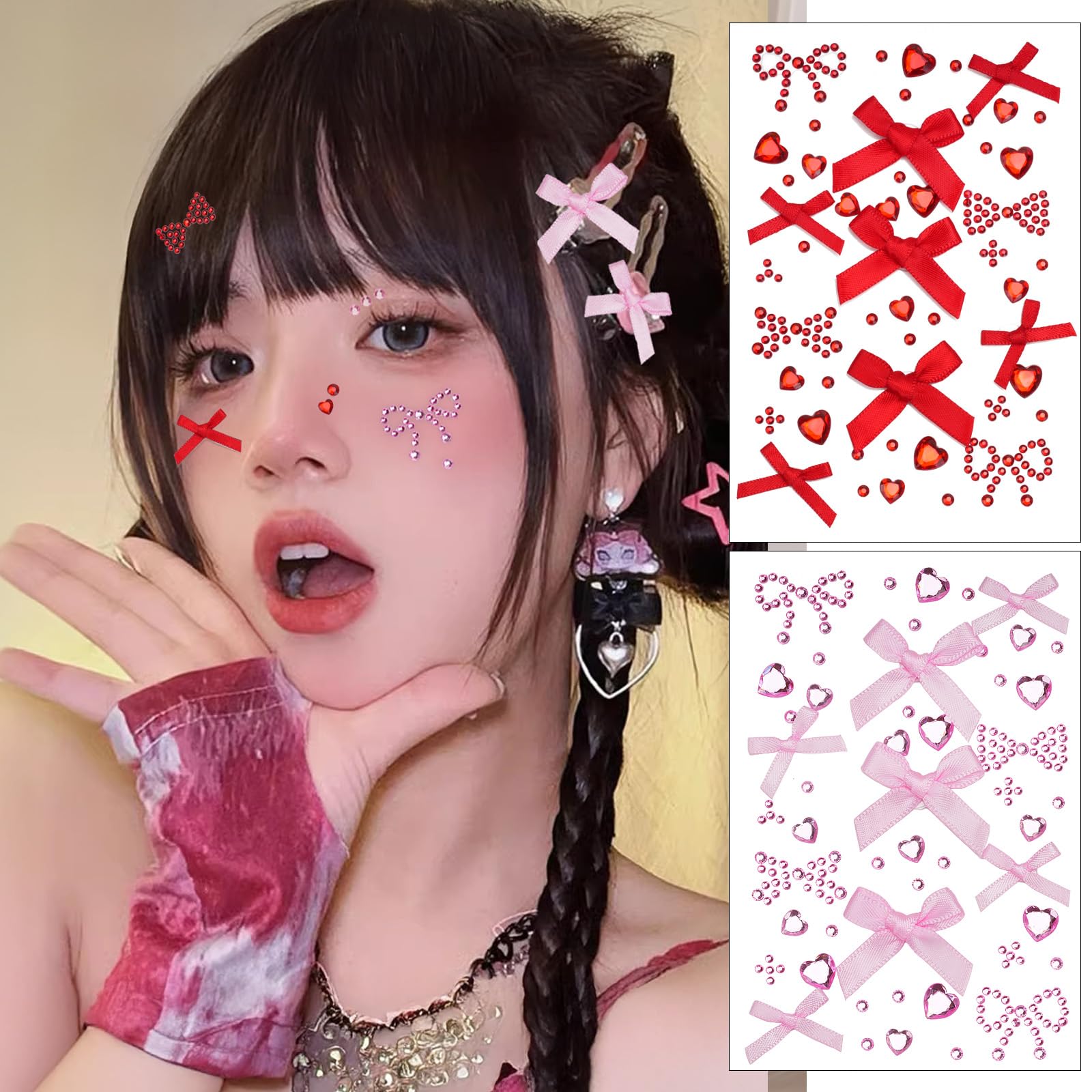 Amazon.co.jp: mefeny ラインストーン キラキラ リボン シール メイク