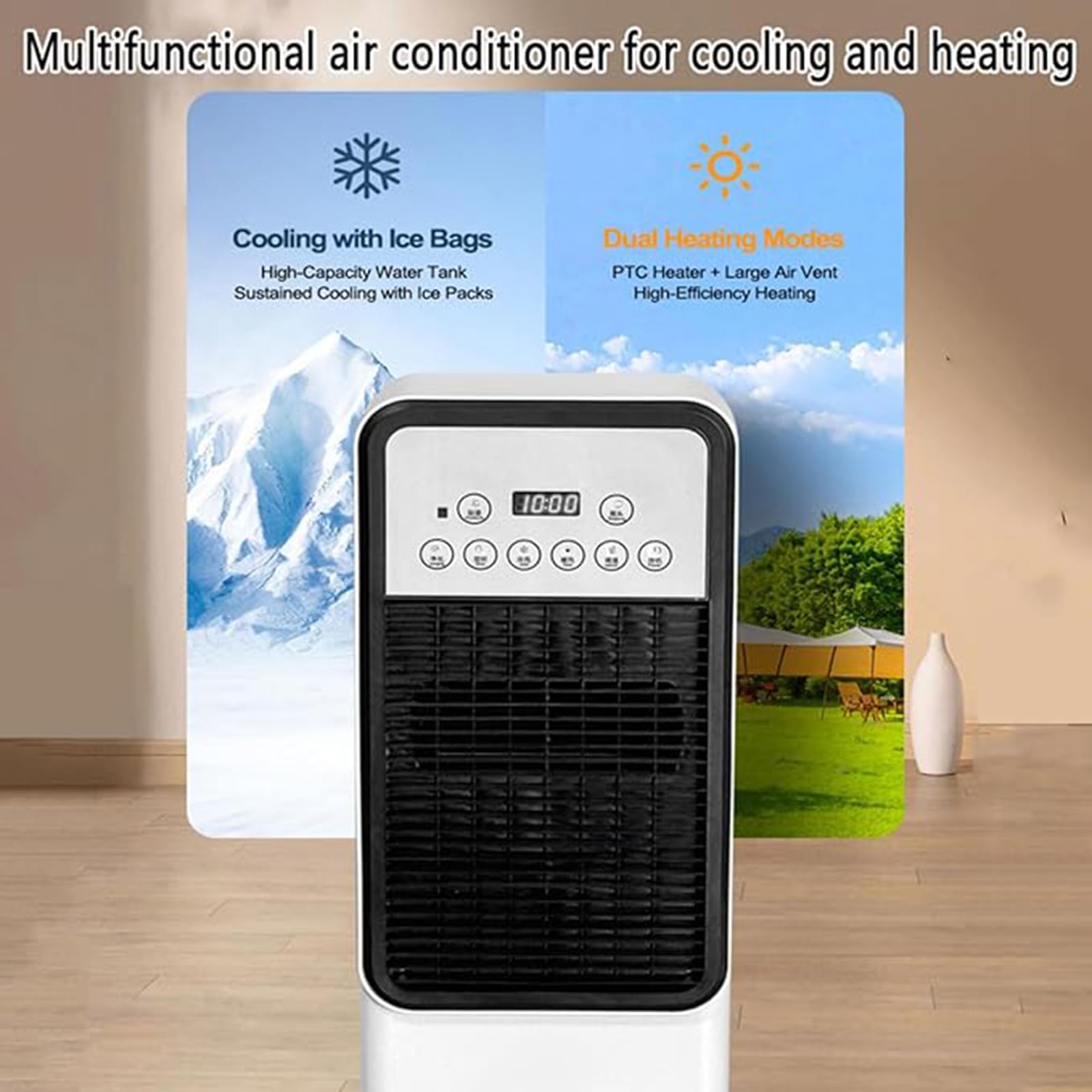 Aire Acondicionado Portátil de 12000 Btu con Control Remoto, Unidad de Aire Acondicionado de Doble Enfriamiento y Calefacción, Función de Enfriador Evaporativo, para Habitación, Oficina, RV y Us Cold