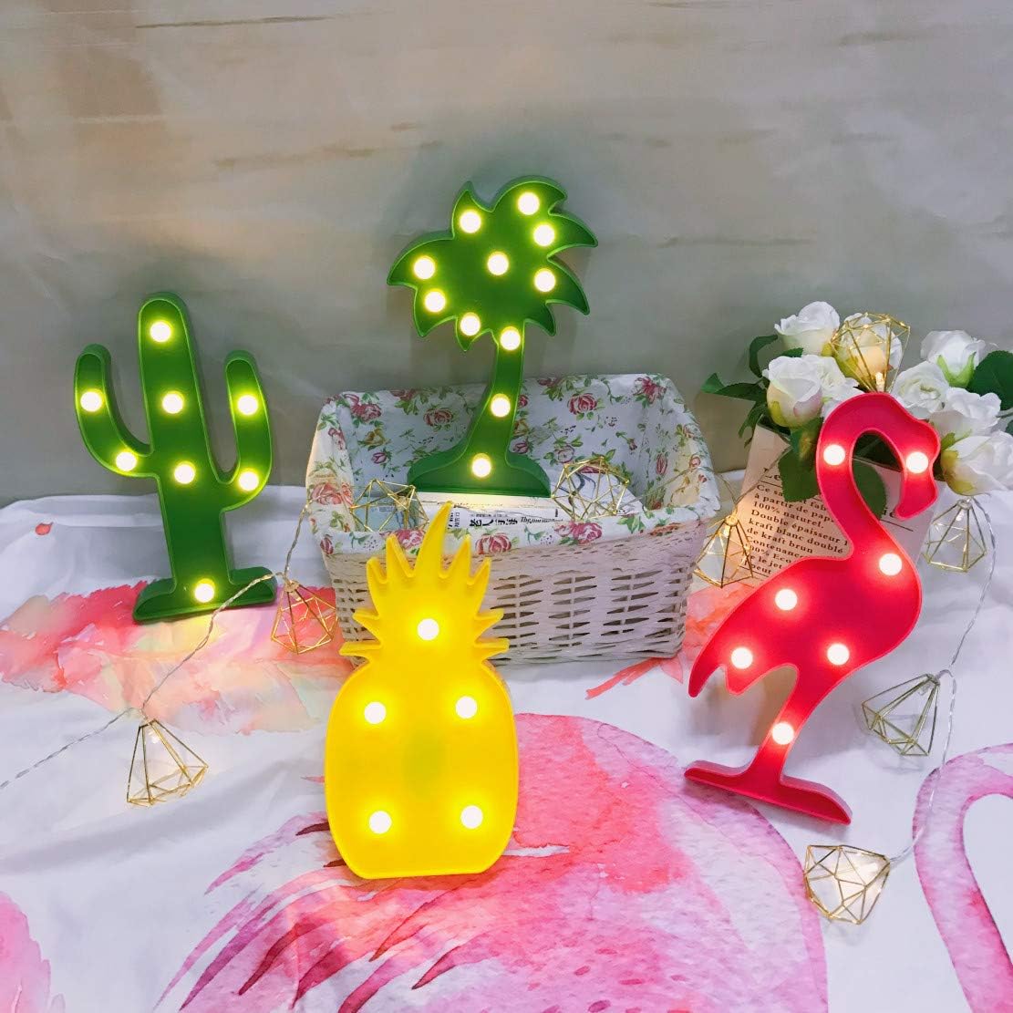 QiaoFei LED Cactus Light, Cute Cactus Night Table Lamp for Kids' Room Bedroom Party Garden Home Decorations (Green)