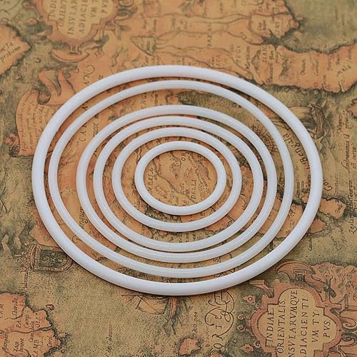 Miniatura 4 de HEALLILY Atrapasueños de metal, 30 aros de plástico blanco para atrapasueños, aros redondos de macramé, círculos de plástico para manualidades,