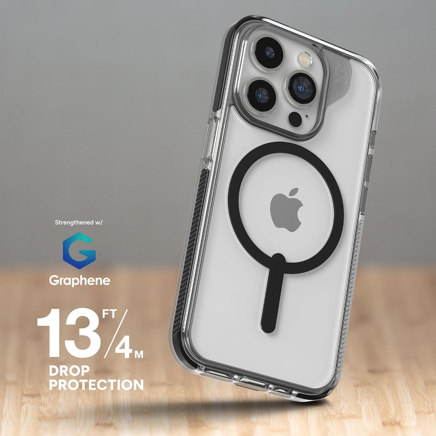ZAGG Santa Cruz Snap iPhone 15 Pro Case - MagSafe Phone Case, Drop Protection (13ft/4m), Durable Graphene, Anti-Yellowing, and Scratch-Resistant Phone Case, Black