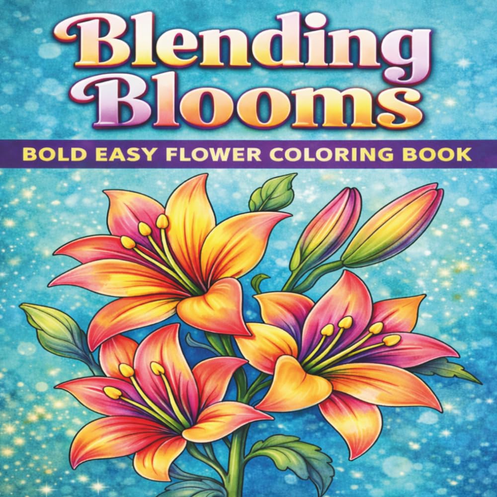 Blending Blooms: A Bold and Easy Flower Coloring Book for Adults and Seniors: Large Print Simple Floral Designs for Relaxation and Stress Relief