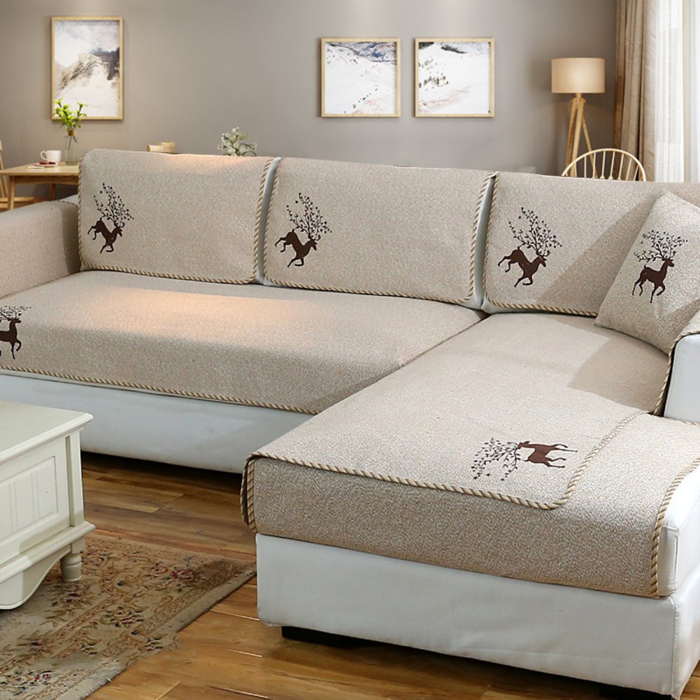 YANGYAYA Sectional sofa slipcovers,Sofa towel covers,Sofa protector cotton linen anti-slip decorative sofa covers throw sets for living room cushion cover-B 110x160cm(43x63inch)(1PCS)