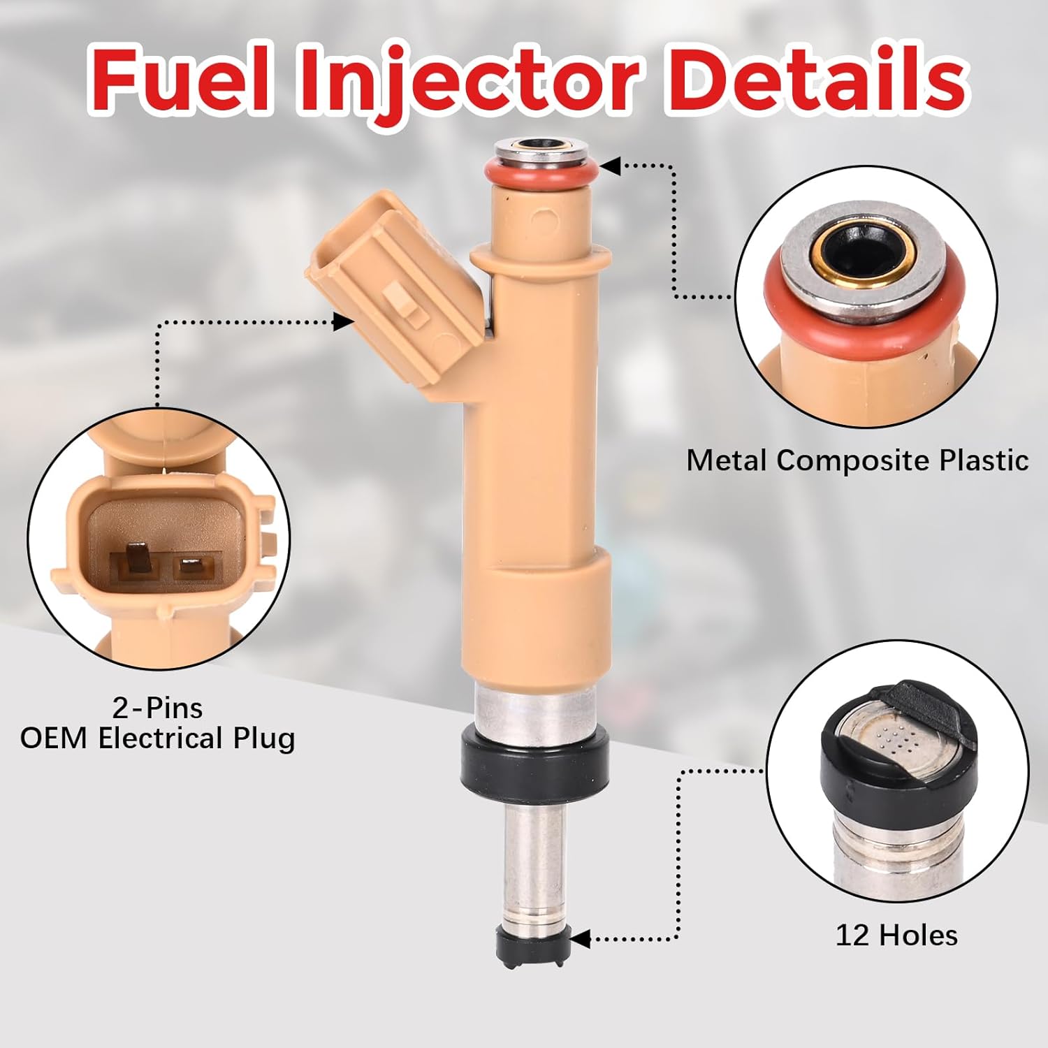 Fuel Injectors 23250-0T020 Set of 4 Compatible with Toyota Corolla 2009-2019 Matrix 2009-2013 Scion xD 2008-2009 1.8 L Replace# 23209-09140 23209-39145 12 Holes